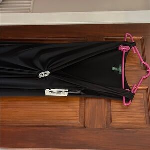 Black long Sleeveless Dress with Silver Accent